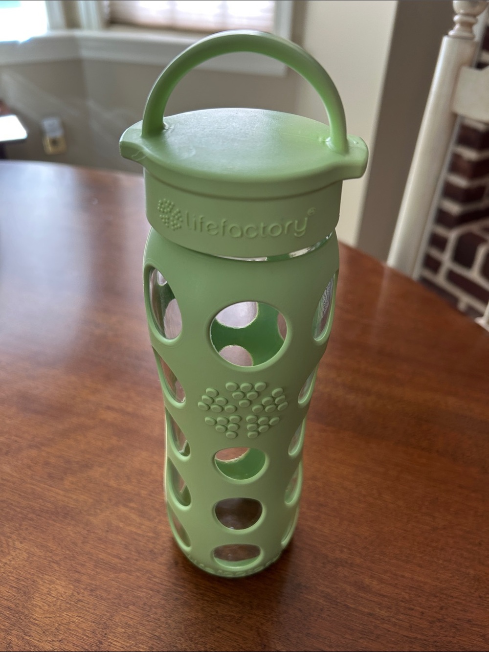 LifeFactory Mint Green Glass Bottle with Silicone Sleeve and Handle